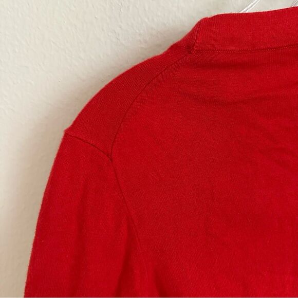 Kate Spade Red Floral Applique Sweater S Coquette Preppy Cottagecore Knit Top - Picture 9 of 12